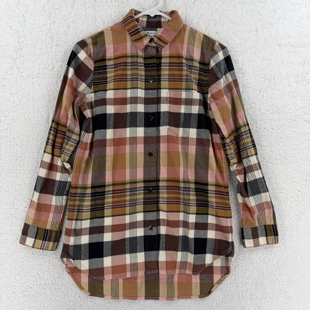 Madewell Shirt Womens XS Multicolor Plaid Flannel Button Front Long Sleeve Top